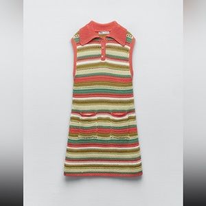 Zara crochet stripe knit dress